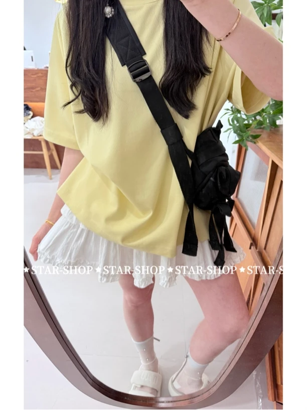 韩系 简约 小标设计圆领休闲T恤