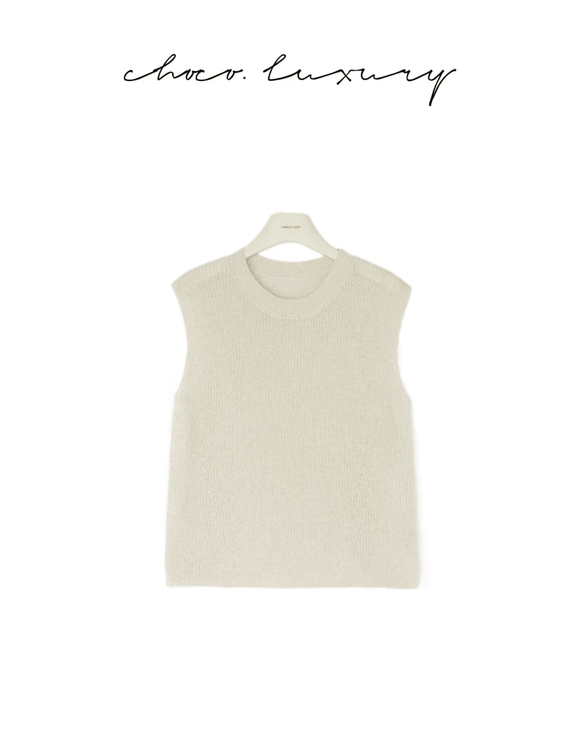 CHOCO【佩西卡】高级感优雅纯色透气针织无袖上衣 D3058
