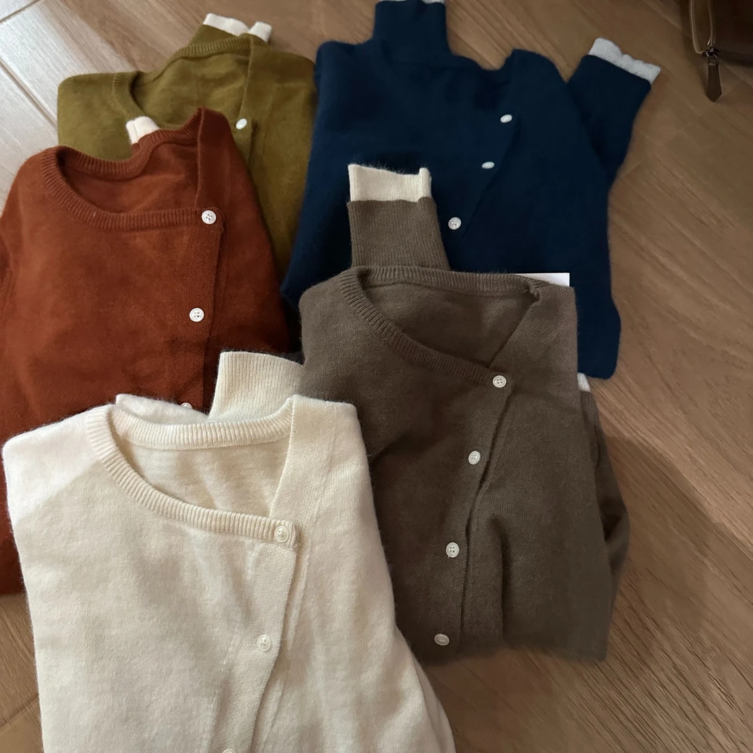 daqian小众设计浣熊斜边毛衣