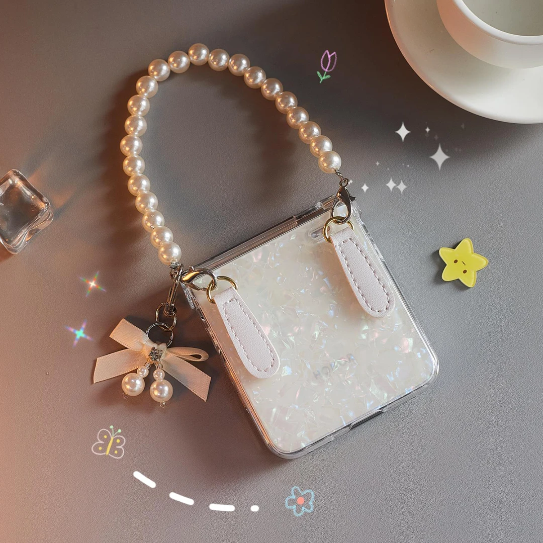 适用荣耀magicvflip2手机壳新款时尚贝壳纹手提斜挎折叠屏保护壳