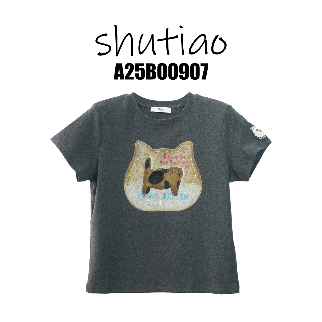 【SHUTIAO】2025夏季：新款小众设计款T恤A25B00907