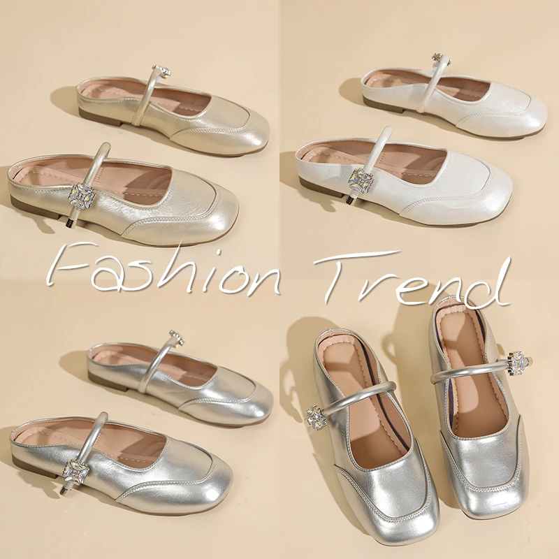 【三哥】2025夏季新款百搭平底平跟纯色包头拖时尚ins风单鞋