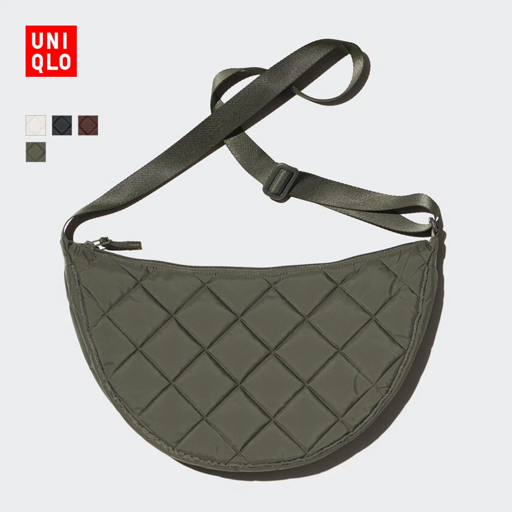 优衣库女装男装挎包/菱格绗缝饺子包休闲百搭男女皆可472785