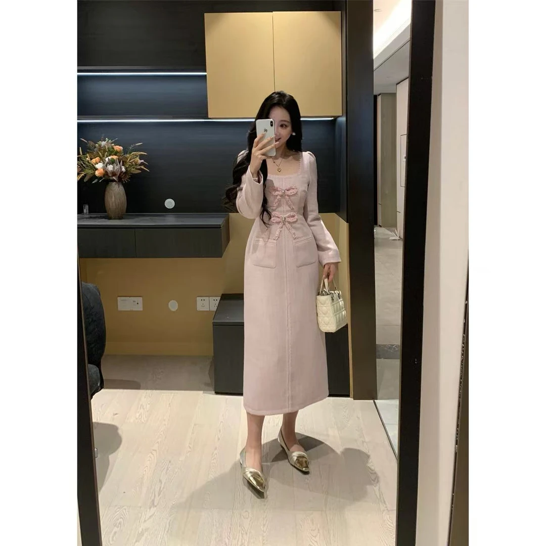 XINYI【公主日记】冬季小香风编织连衣裙收腰显瘦气质X625Q21957