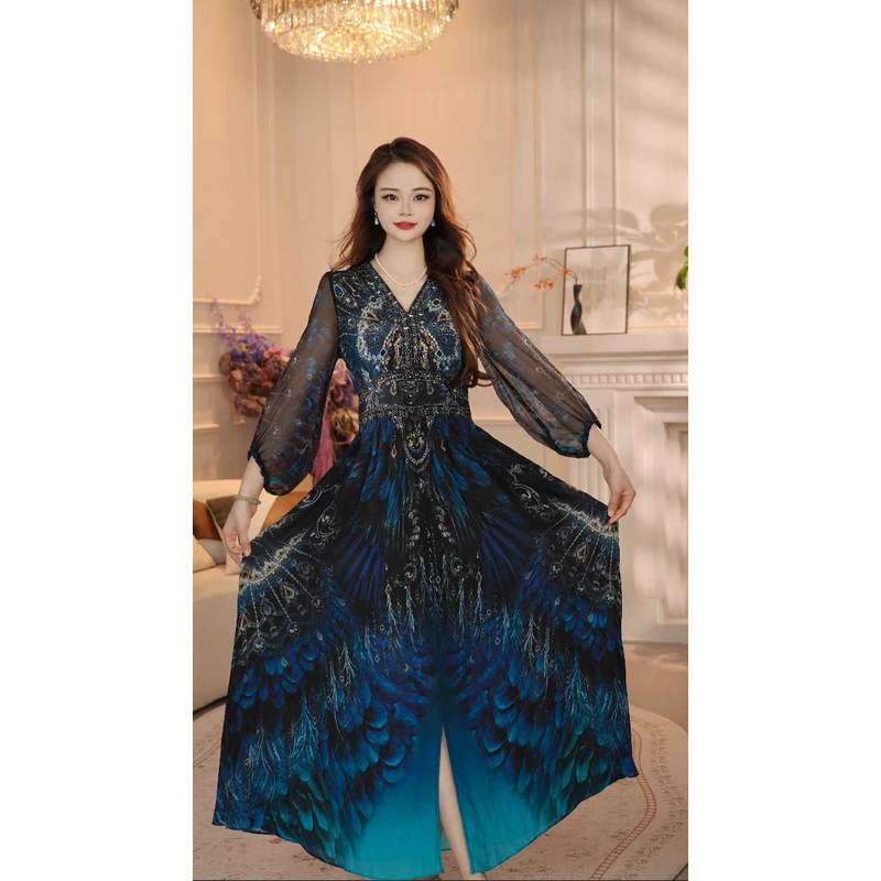 【雅典娜】25限量版轻奢定制精致时尚轻奢优雅中长款连衣裙