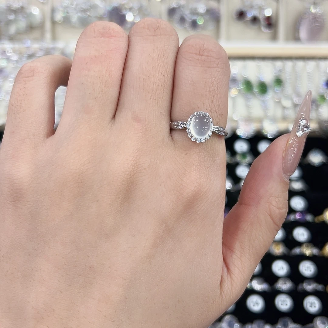 黑***像岫玉银S925镶嵌戒指