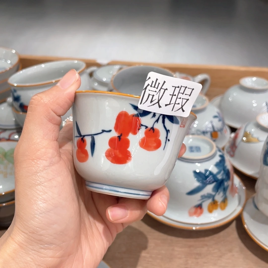 釉下彩纯手绘有瑕
