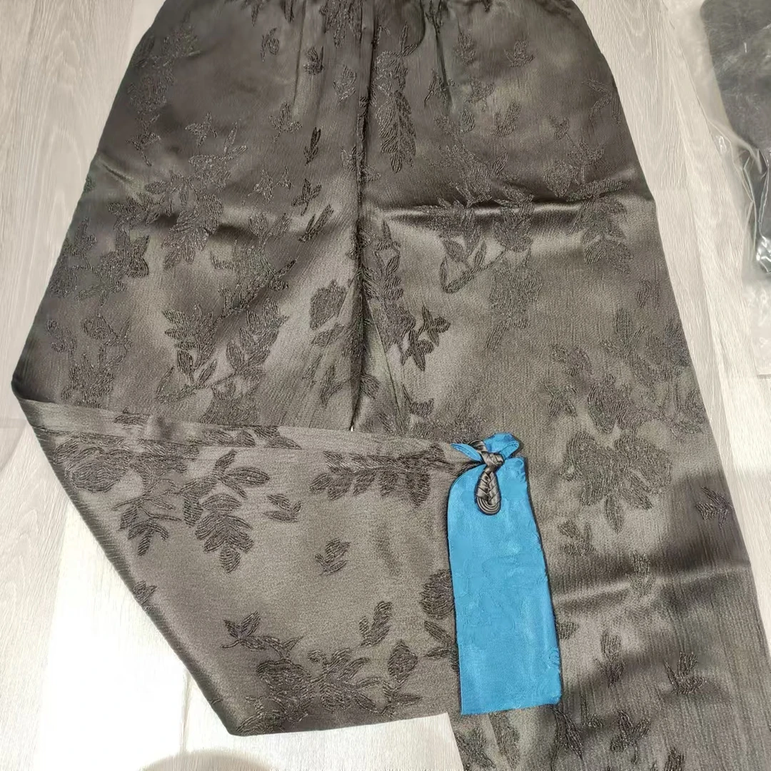 中式复古小脚裤蓝橘