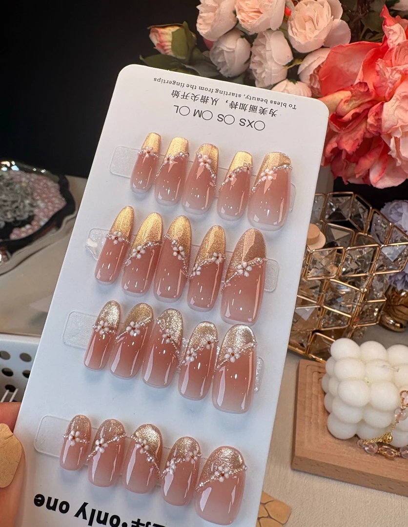 琥珀熔岩-钢蛋纯手工美甲-送工具包-掉钻包补穿戴甲