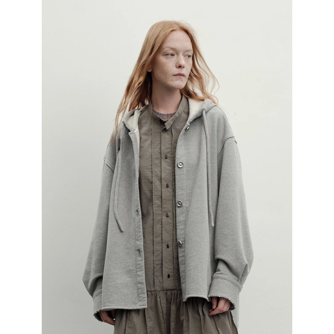 夹生HALF MADE灰色做旧水洗连帽卫衣