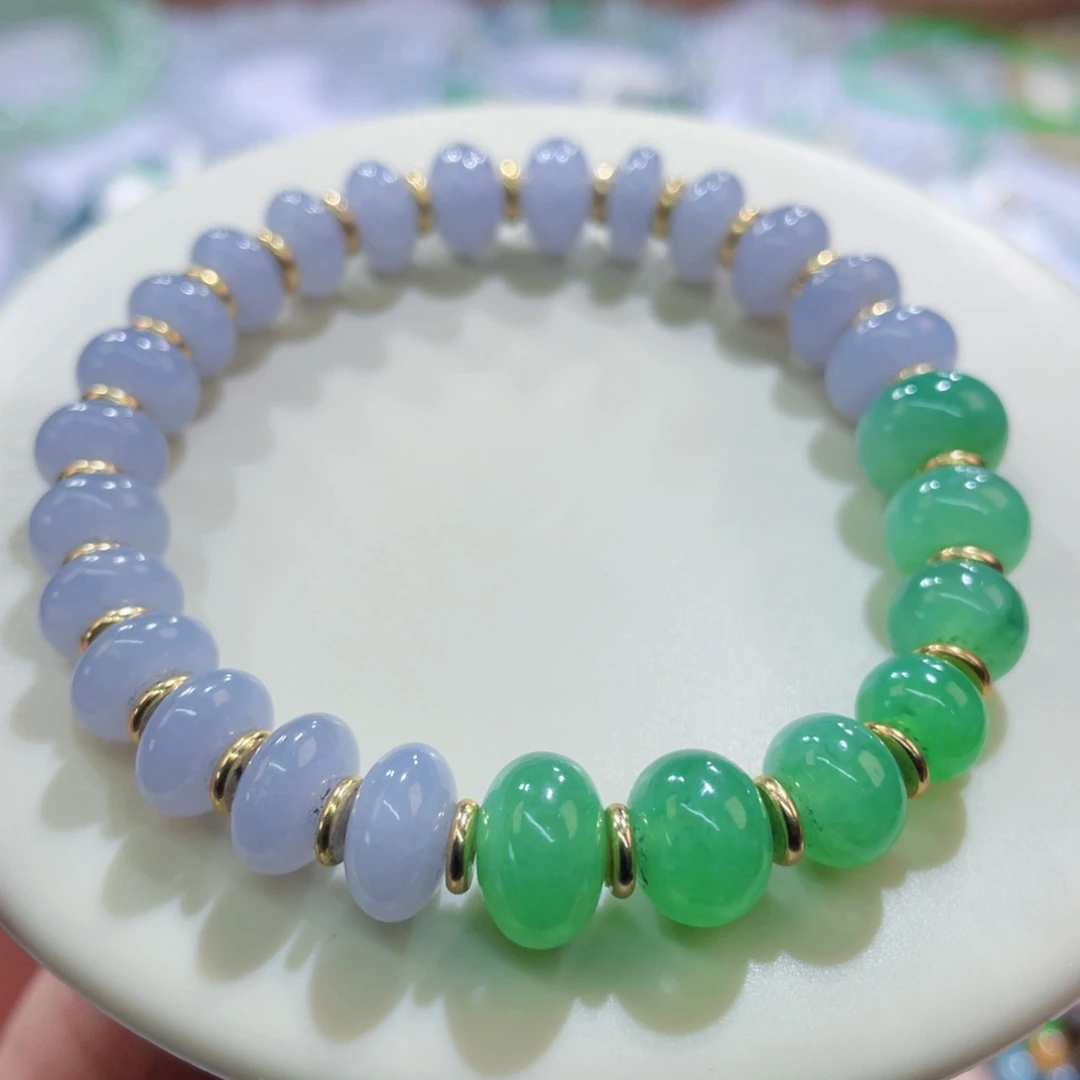 未镶嵌手链翡翠春彩鼓珠