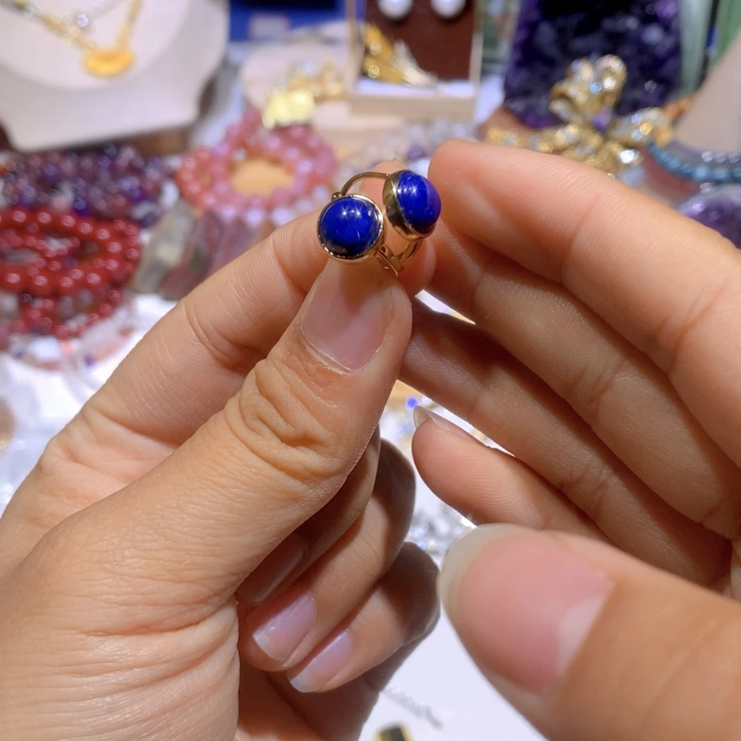 青金石未镶嵌耳饰青金石耳扣