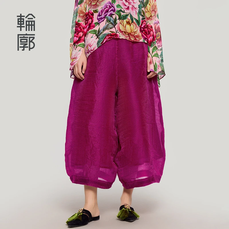 轮廓逍遥游阔腿裤休闲牙签褶肌理感显瘦气质百搭艺术春款L251K020