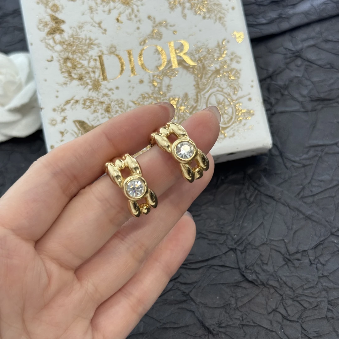 95新 DIOR/迪奥 迪奥编织镶石耳夹