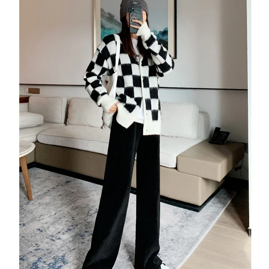 X3975【秋冬新款】时尚秋冬高腰显瘦加绒阔腿裤（2个颜色）