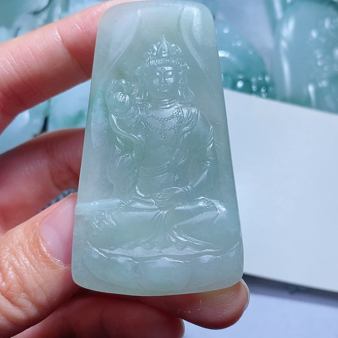 定制翡翠未镶嵌毛货付款后确认抛光
