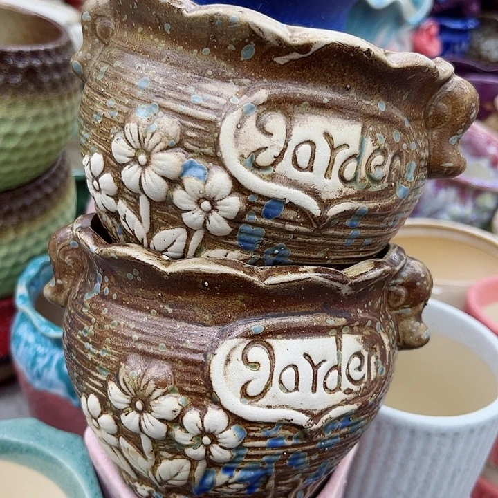 多肉绿植陶瓷花盆9.9包邮，有孔