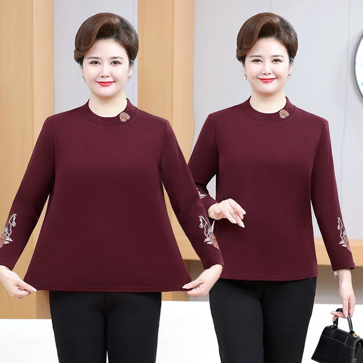 260斤特大码胖妈妈装加肥加大百搭长袖打底衫中老年女半高领小衫