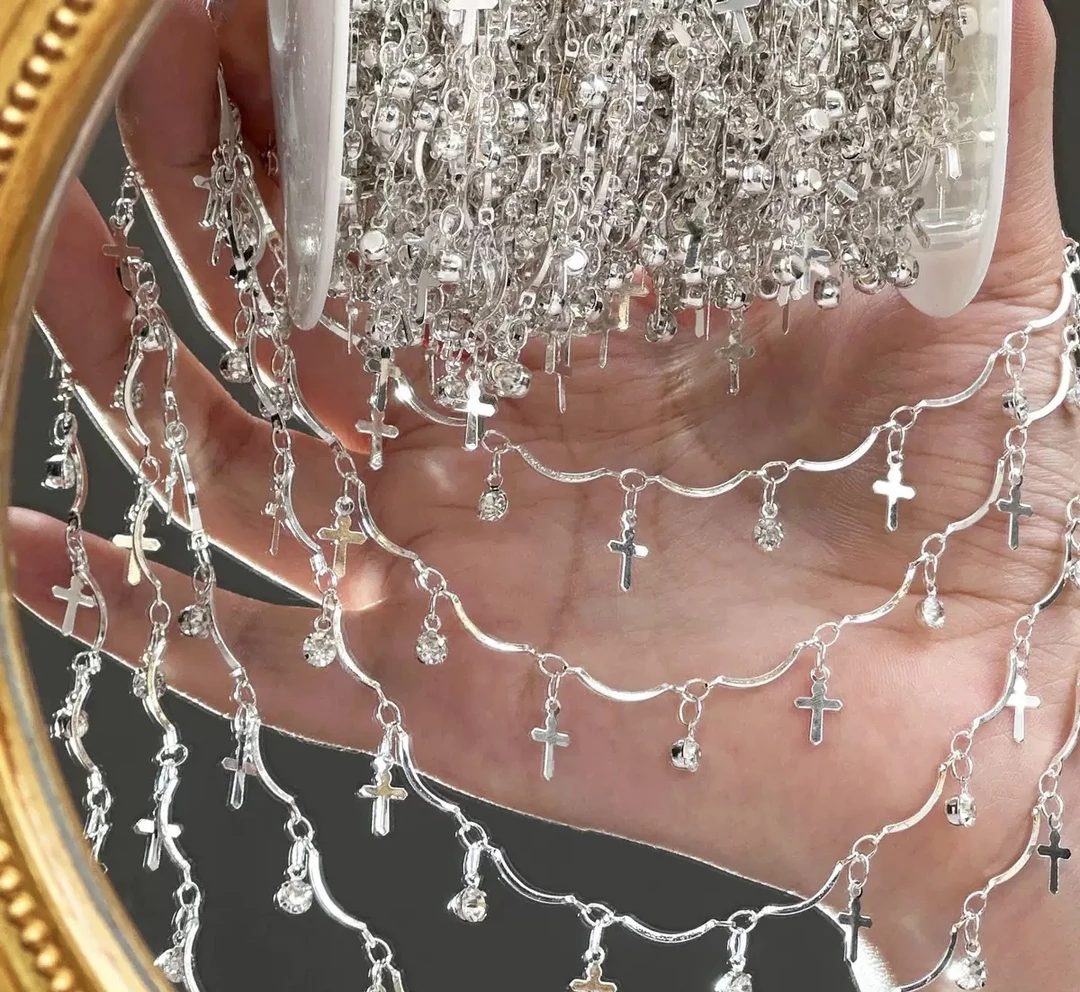 编号410 银白色十字架链条 百搭