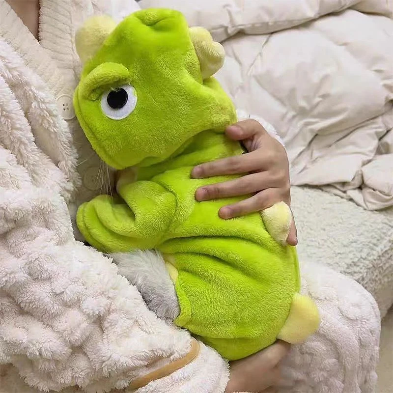 猫咪衣服可爱小恐龙秋冬加厚法兰绒四脚衣泰迪狗狗可爱变身装衣服