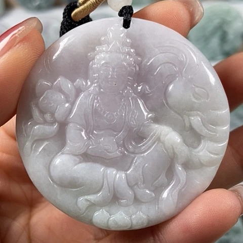 翡翠颈饰未镶嵌普贤菩萨有棉线福利