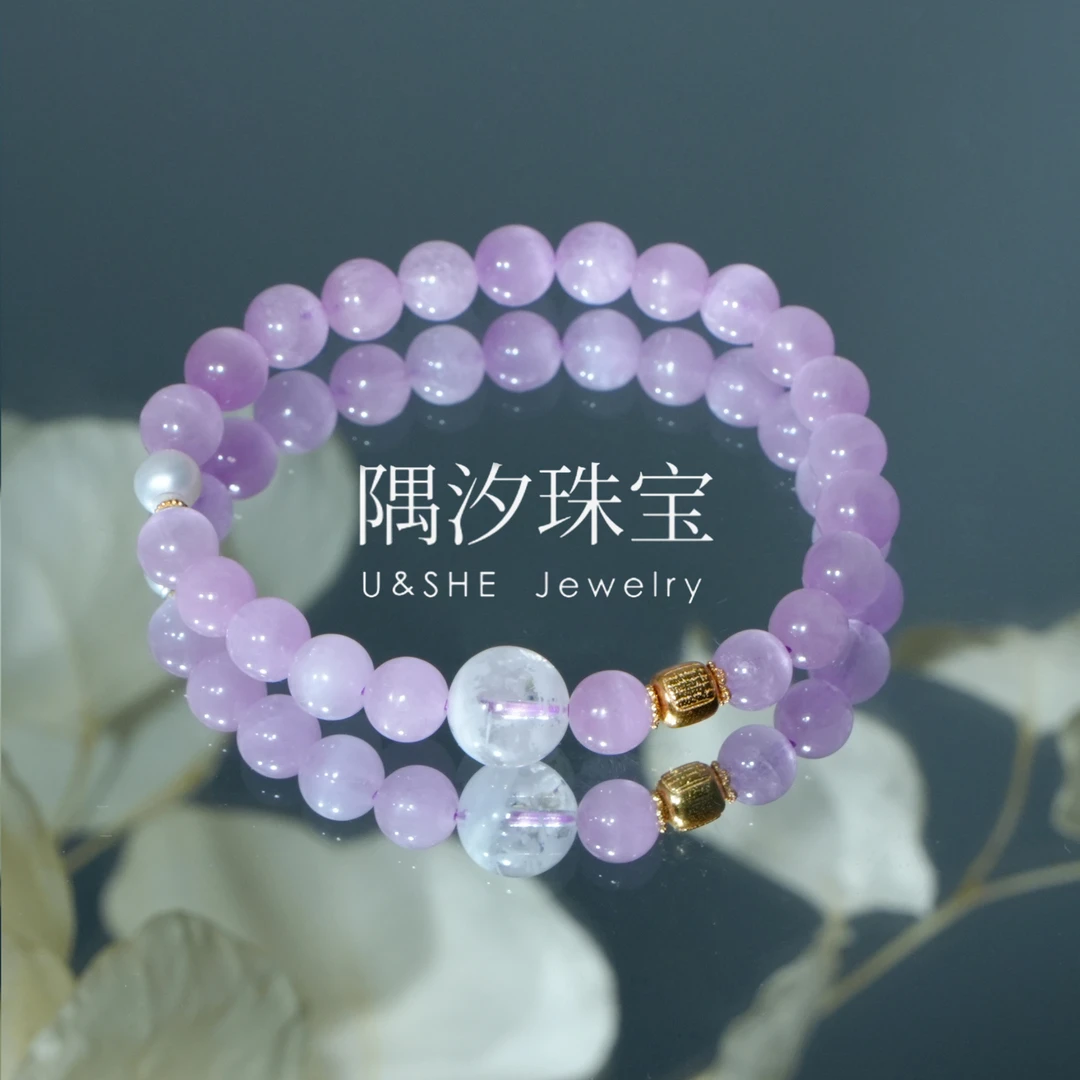 天然紫锂辉雪花幽灵手串·多样性发一