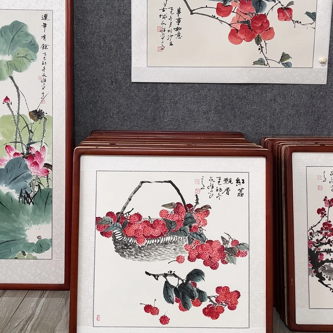 国画书画作品带框63×63