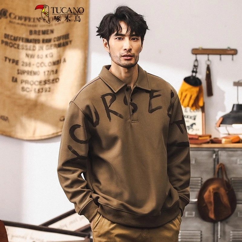 TUCANO/啄木鳥美式复古重磅卫衣秋季休闲长袖polo衫2025新款宽松