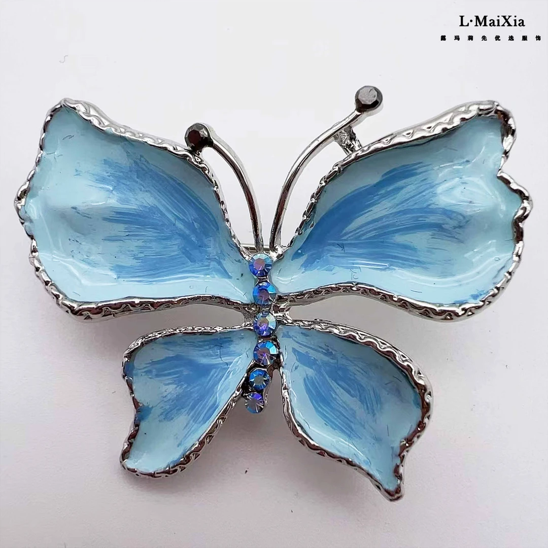 锌合金琉璃胸针 L.MAIXIA/露·玛莉先女士蓝蝴蝶胸针LX-55012