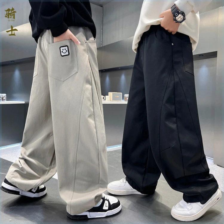 男童裤子春秋款新款韩版中大童洋气休闲弯刀裤儿童宽松秋装直筒裤