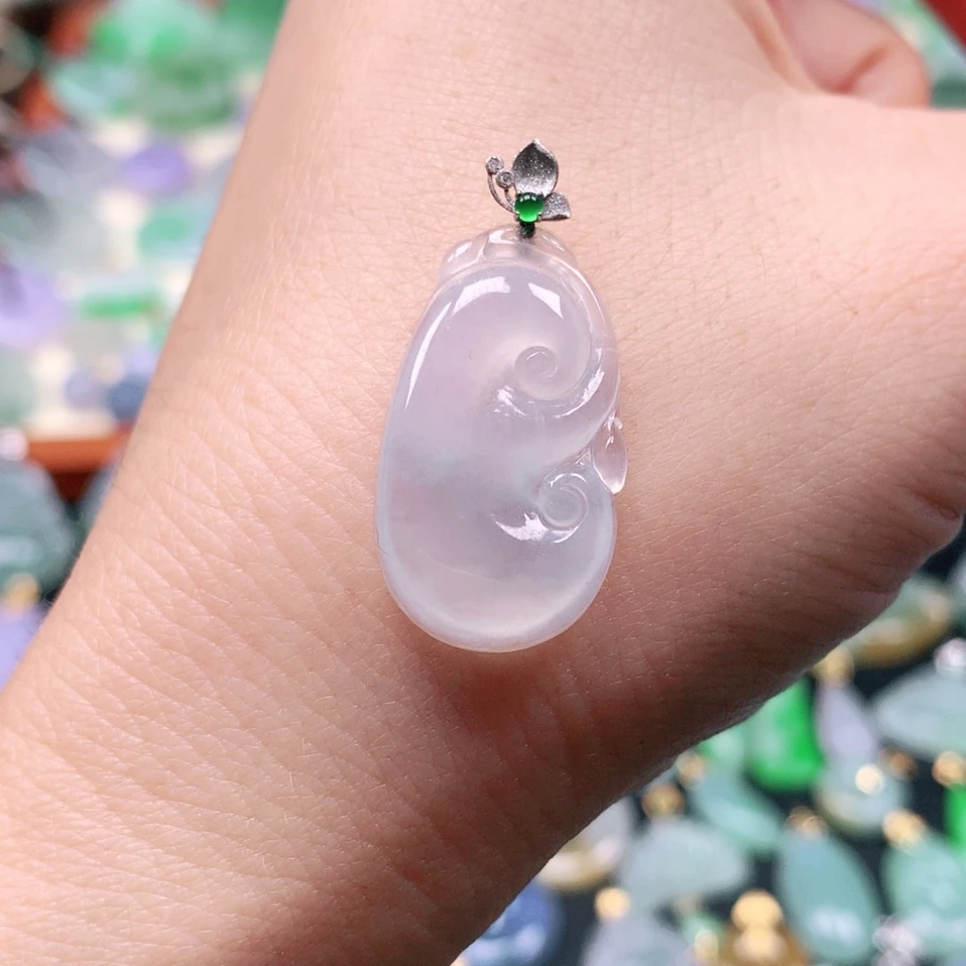 吊坠(不含链)18K金镶嵌翡翠