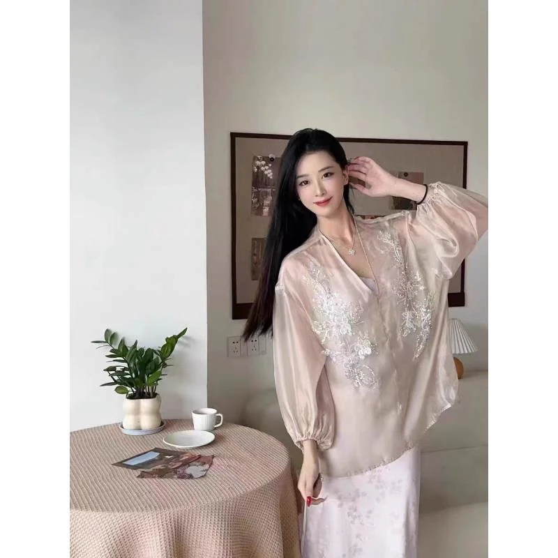 【崔】A0054 新中式吊带裙套装裙子禅意防晒薄纱上衣吊带裙女夏装