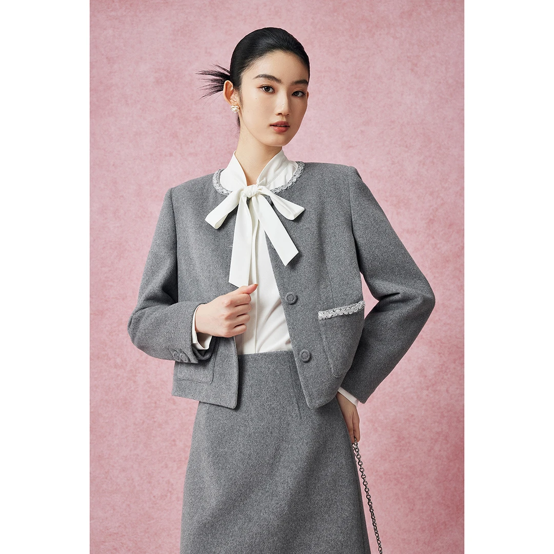 【诗语专属】MandyZhang灰色外套女冬上衣