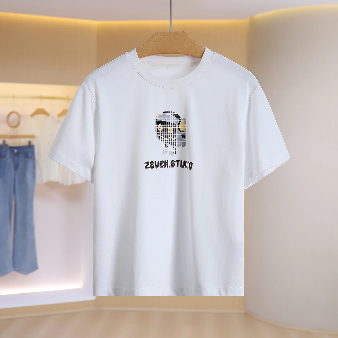 X427-伍莎服饰云仓百搭时尚新款T桖上衣夏季#VZ146X005