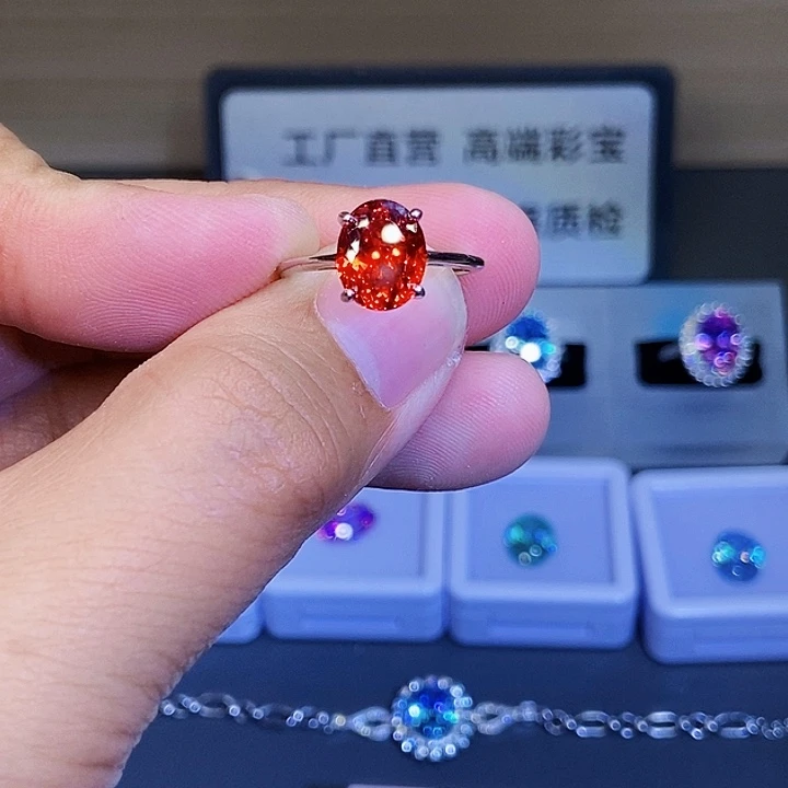 银S925镶嵌碧玺戒指