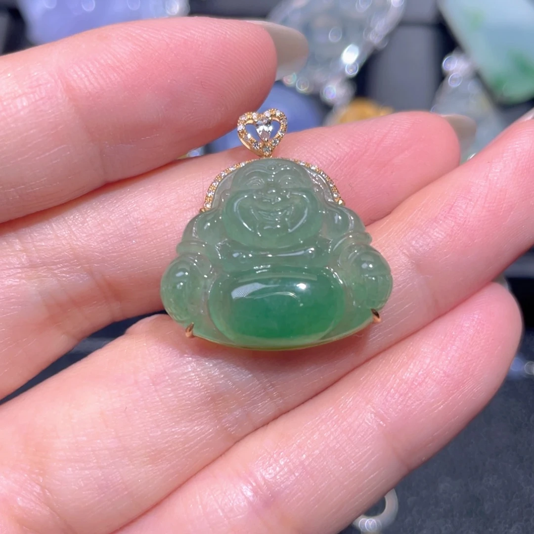 颈饰18K金镶嵌翡翠翡翠