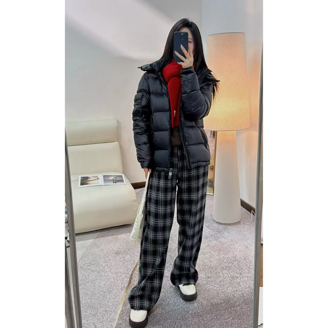 小静折扣~N1375Q美式复古大格纹慵懒加绒休闲直筒阔腿裤（卡码拍大