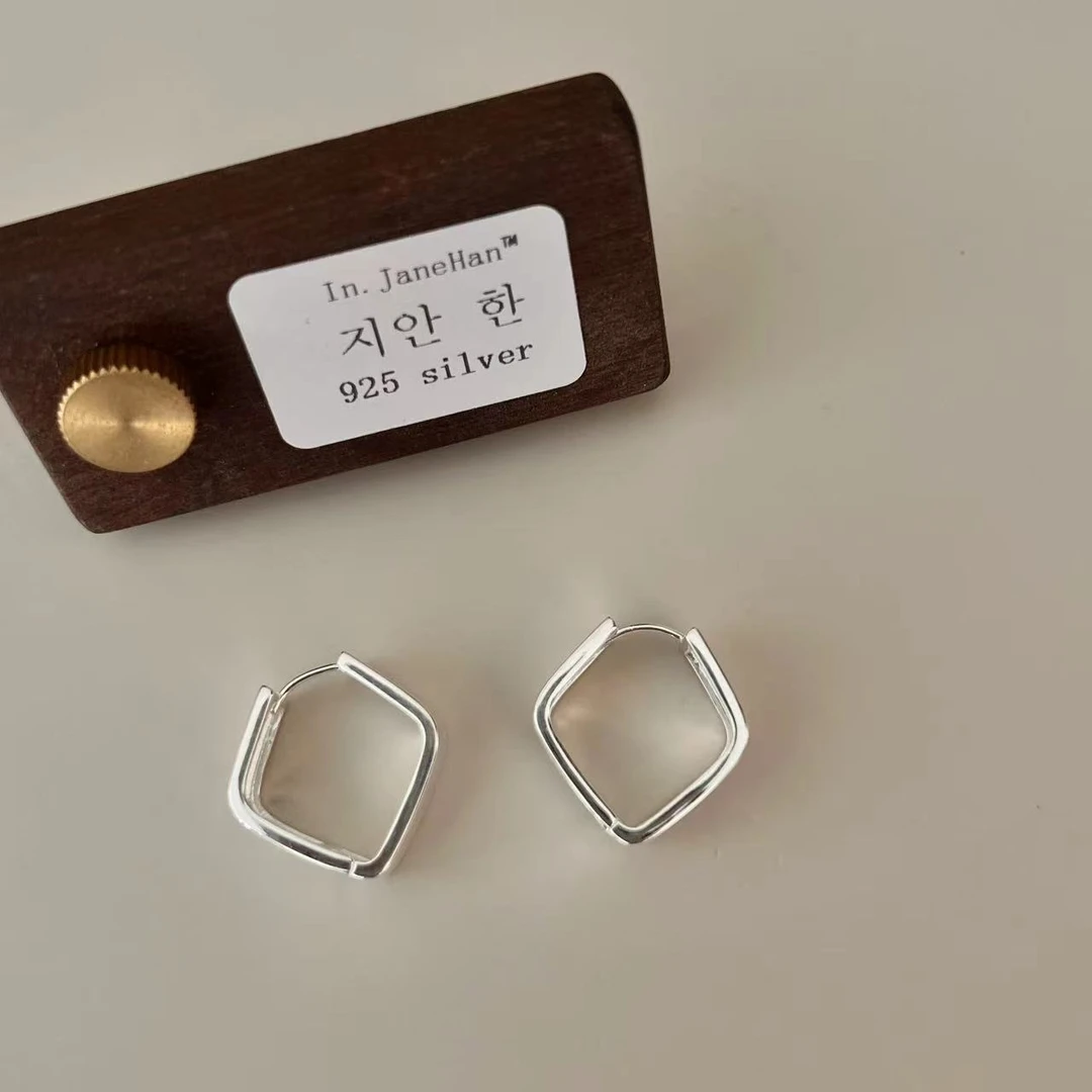 925银耳饰 E691  简韩韩版菱形耳扣