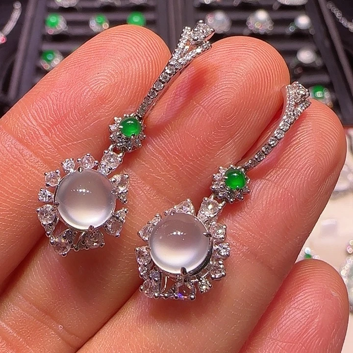 翡翠耳饰18K金镶嵌耳坠