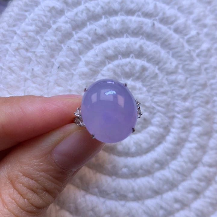 翡翠戒指未镶嵌冰春紫戒指