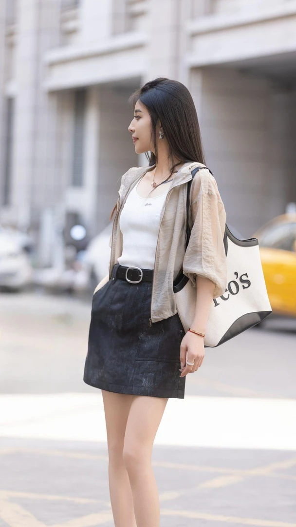 卡其色长袖连帽防晒外套显白