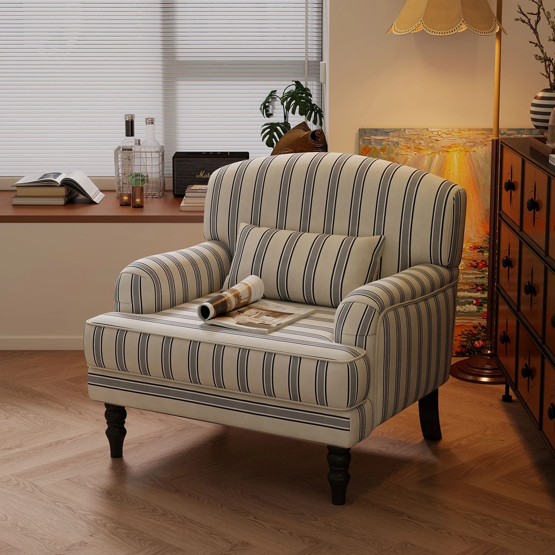 阑珊阁法式复古单人沙发椅客厅阳台卧室靠背舒服老虎休闲椅单人椅