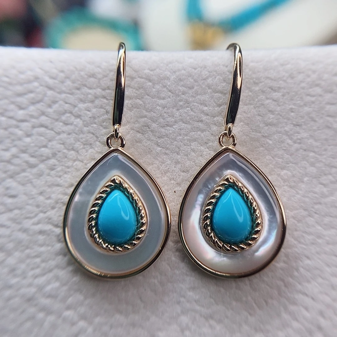 未镶嵌绿松石高瓷精美耳环