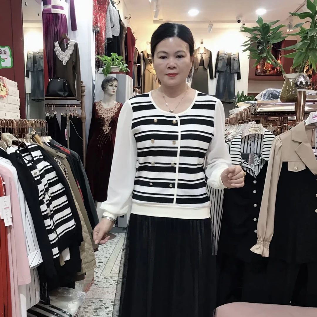 YF！2808# 小香风套头条纹上衣