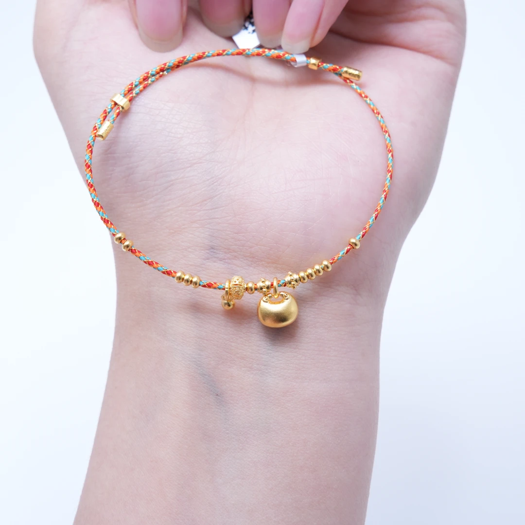 【金手链】彩绳金珠小胖福手串黄金5G足金999精致百搭轻奢（35）