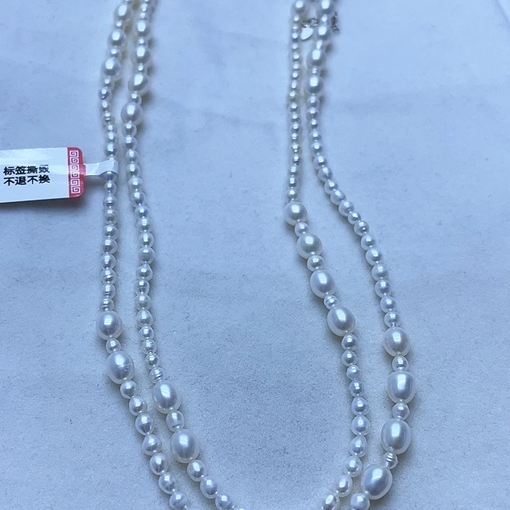 淡水珍珠项链银S925镶嵌小香风款毛衣链