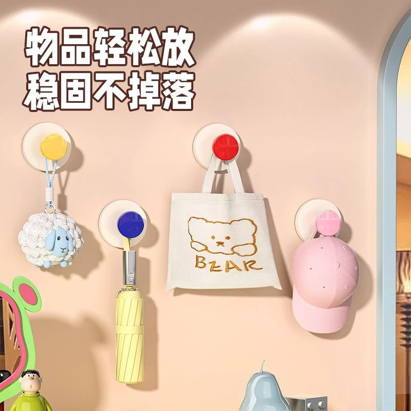 吸盘玄关挂钩强力承重免打孔多巴胺门把手置物粘贴挂钩吸盘式