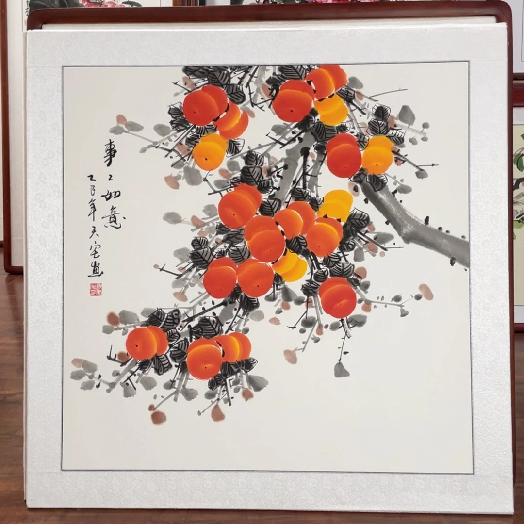 国画河****。带框尺寸83*83厘米