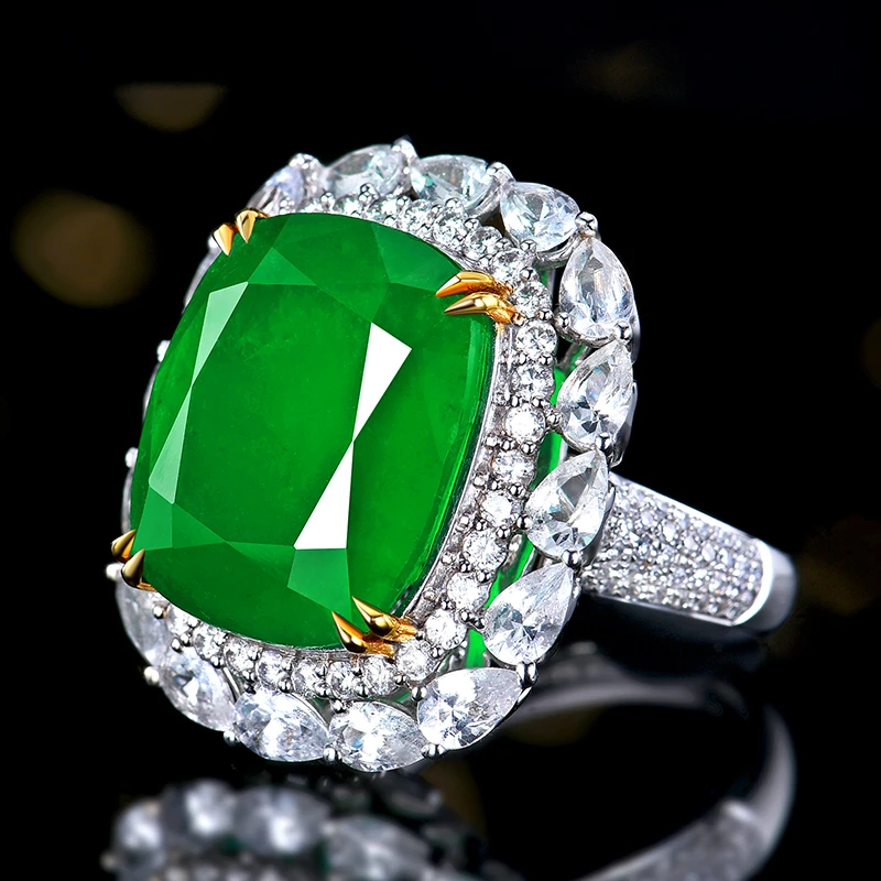 18k金镶嵌天然vivid green祖母绿戒指/吊坠（两用款/不含链）气质