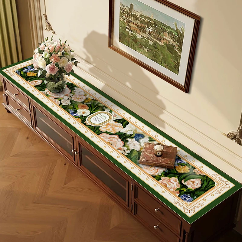 新款客厅电视柜皮革盖垫防尘免洗长条盖布酒柜耐脏万能盖巾可定制